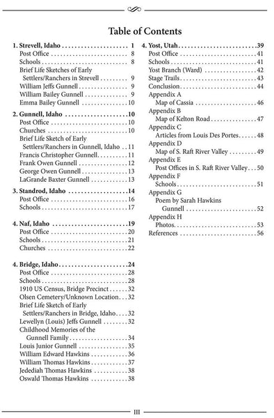 Southern Raft River Valley Table of Contents