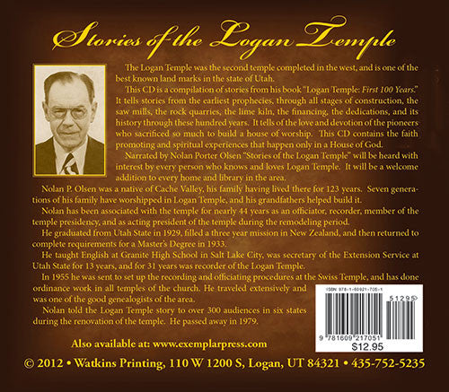 Logan Temple CD. Abridged group of stories from book.